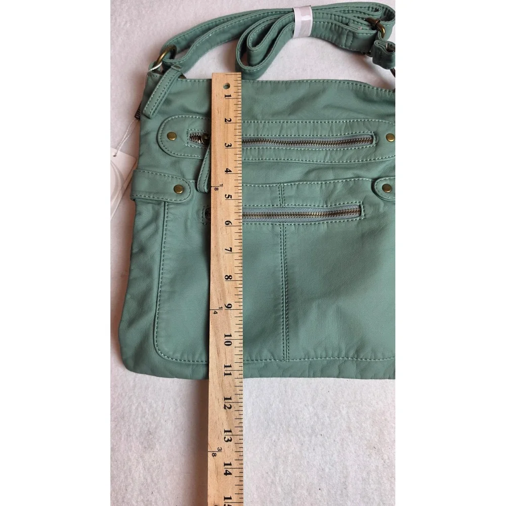 Scarleton Sage Green Vegan Leather Multi Pocket Crossbody Shoulder Bag NWT